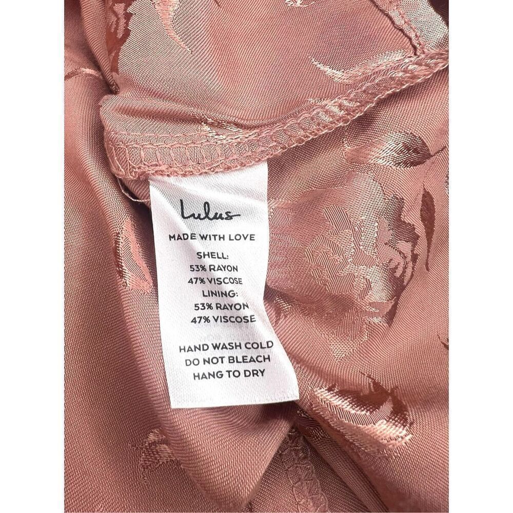 Lulu’s Women’s 6 Wrap Mini Skirt Pink Rose Gold Floral Satin Tie NEW - Picture 6 of 6